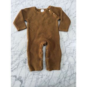 Zestt Organic 100% Cotton Kids Knit One-Piece in Camel Brown Sz 0-6 Mo